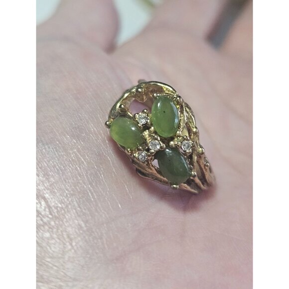 Uncas gold tone jadeite ring - Picture 5 of 11